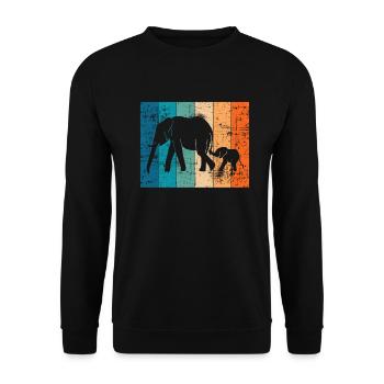 Elefant Elefanten Tier Afrika Retro Geschenk - Unisex Pullover - Schwarz - Vorne - Alina (178cm) & Michal (187cm)