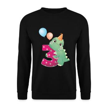 3 anniversaire des dinosaures année Trois Dino cadeau - Sweat-shirt Unisexe - noir - Devant - Alina (178cm) & Michal (187cm)