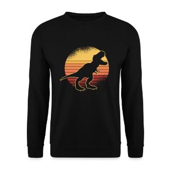 T-Rex Rex Dinosaurier Retro Spruch Geschenk - Unisex Pullover - Schwarz - Vorne - Alina (178cm) & Michal (187cm)