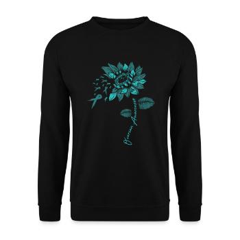 Eierstock Krebs Ovarian Blume Spruch Geschenk - Unisex Pullover - Schwarz - Vorne - Alina (178cm) & Michal (187cm)