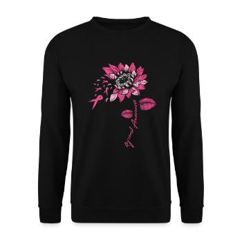 Fight Breast Cancer Breast Cancer Flower Gift - Unisex Sweatshirt - black - Front - Alina (178cm) & Michal (187cm)