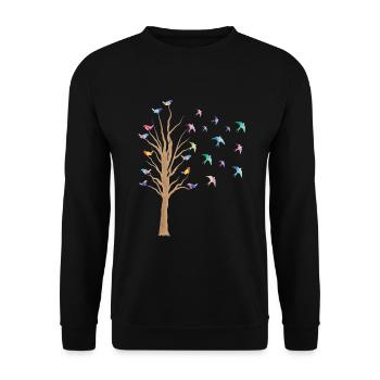 oiseau arbre oiseaux Observer l’essaim d’oiseau Cadeau - Sweat-shirt Unisexe - noir - Devant - Alina (178cm) & Michal (187cm)