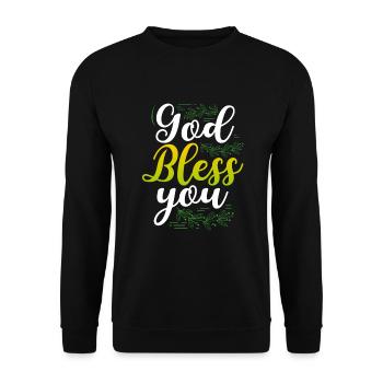 Christliches Geschenk Gott segne dich Christliches Geschenk - Unisex Pullover - Schwarz - Vorne - Alina (178cm) & Michal (187cm)