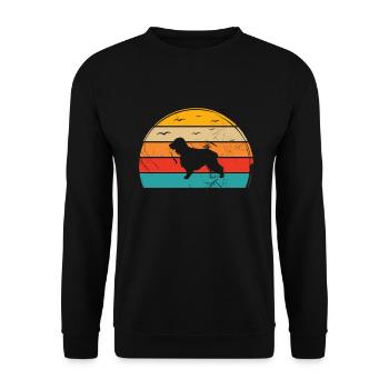 Cocker Spaniel Hund Hundeliebhaber Retro Geschenk - Unisex Pullover - Schwarz - Vorne - Alina (178cm) & Michal (187cm)