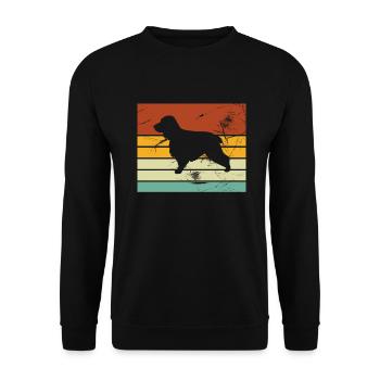 Cocker Spaniel Hund Hundeliebhaber Retro Geschenk - Unisex Pullover - Schwarz - Vorne - Alina (178cm) & Michal (187cm)