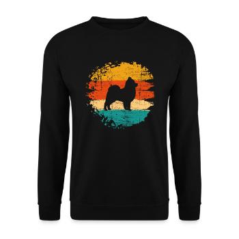 Pomeranian dog lover Retro vintage Gift idea - Unisex Pullover - Schwarz - Vorne - Alina (178cm) & Michal (187cm)