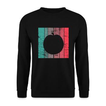 Apfel Gesund Frucht Obst Vegan Retro Geschenk - Unisex Pullover - Schwarz - Vorne - Alina (178cm) & Michal (187cm)