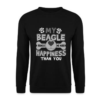 Mon Beagle apporte plus de bonheur que toi Beagle - Sweat-shirt Unisexe - noir - Devant - Alina (178cm) & Michal (187cm)