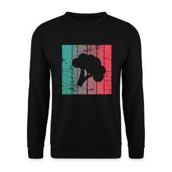 Broccoli Vegan Lover Retro Healthy Gift idea - Unisex Sweatshirt - black - Front - Alina (178cm) & Michal (187cm)