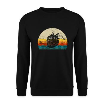 Strawberry Fruit Lover Retro Healthy Gift idea - Unisex Pullover - Schwarz - Vorne - Alina (178cm) & Michal (187cm)