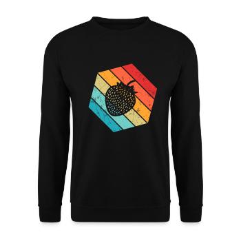 Strawberry Fruit Lover Retro Healthy Gift idea - Unisex Pullover - Schwarz - Vorne - Alina (178cm) & Michal (187cm)