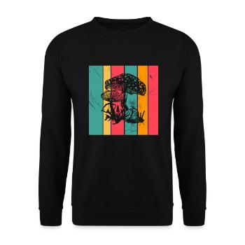 Mushroom Fungal Lover Retro Fungi Forest Gift idea - Unisex Sweatshirt - black - Front - Alina (178cm) & Michal (187cm)