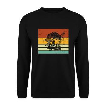 Mushroom Fungal Lover Retro Fungi Forest Gift idea - Unisex Sweatshirt - black - Front - Alina (178cm) & Michal (187cm)