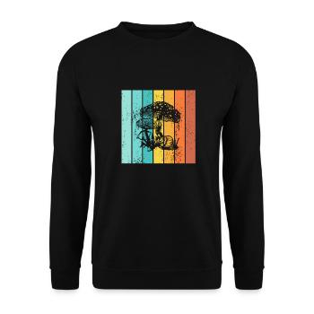 Mushroom Fungal Lover Retro Fungi Forest Gift idea - Unisex Sweatshirt - black - Front - Alina (178cm) & Michal (187cm)