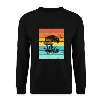 Mushroom Fungal Lover Retro Fungi Forest Gift idea - Unisex Sweatshirt - black - Front - Alina (178cm) & Michal (187cm)