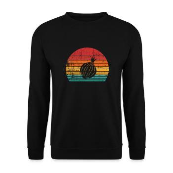 Onion Lover Retro Vegetables Vegan Gift idea - Unisex Pullover - Schwarz - Vorne - Alina (178cm) & Michal (187cm)