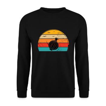 Onion Lover Retro Vegetables Vegan Gift idea - Unisex Pullover - Schwarz - Vorne - Alina (178cm) & Michal (187cm)