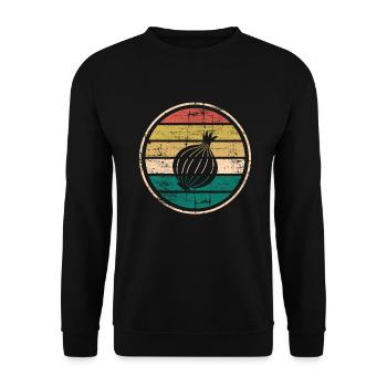Onion Lover Retro Vegetables Vegan Gift idea - Unisex Pullover - Schwarz - Vorne - Alina (178cm) & Michal (187cm)