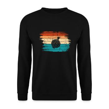 Onion Lover Retro Vegetables Vegan Gift idea - Unisex Pullover - Schwarz - Vorne - Alina (178cm) & Michal (187cm)