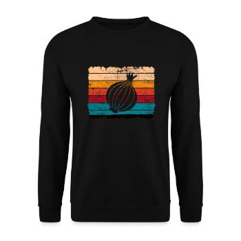 Onion Lover Retro Vegetables Vegan Gift idea - Unisex Pullover - Schwarz - Vorne - Alina (178cm) & Michal (187cm)