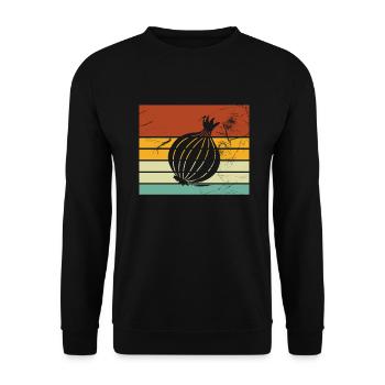 Onion Lover Retro Vegetables Vegan Gift idea - Unisex Pullover - Schwarz - Vorne - Alina (178cm) & Michal (187cm)