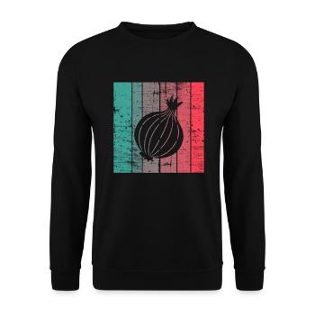 Onion Lover Retro Vegetables Vegan Gift idea - Unisex Pullover - Schwarz - Vorne - Alina (178cm) & Michal (187cm)