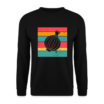 Onion Lover Retro Vegetables Vegan Gift idea - Unisex Pullover - Schwarz - Vorne - Alina (178cm) & Michal (187cm)