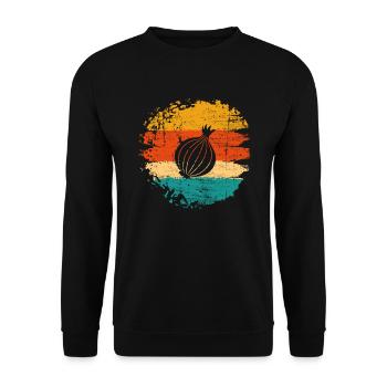 Onion Lover Retro Vegetables Vegan Gift idea - Unisex Pullover - Schwarz - Vorne - Alina (178cm) & Michal (187cm)