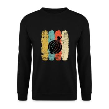 Onion Lover Retro Vegetables Vegan Gift idea - Unisex Pullover - Schwarz - Vorne - Alina (178cm) & Michal (187cm)