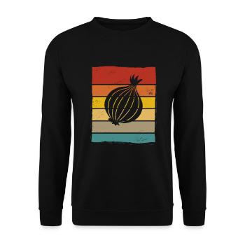 Onion Lover Retro Vegetables Vegan Gift idea - Unisex Pullover - Schwarz - Vorne - Alina (178cm) & Michal (187cm)