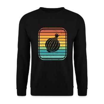 Onion Lover Retro Vegetables Vegan Gift idea - Unisex Pullover - Schwarz - Vorne - Alina (178cm) & Michal (187cm)