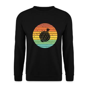 Onion Lover Retro Vegetables Vegan Gift idea - Unisex Pullover - Schwarz - Vorne - Alina (178cm) & Michal (187cm)