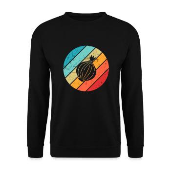 Onion Lover Retro Vegetables Vegan Gift idea - Unisex Pullover - Schwarz - Vorne - Alina (178cm) & Michal (187cm)