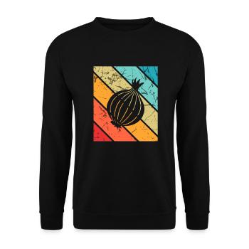 Onion Lover Retro Vegetables Vegan Gift idea - Unisex Pullover - Schwarz - Vorne - Alina (178cm) & Michal (187cm)