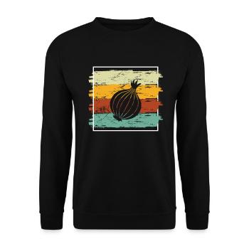 Onion Lover Retro Vegetables Vegan Gift idea - Unisex Pullover - Schwarz - Vorne - Alina (178cm) & Michal (187cm)