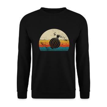 Onion Lover Retro Vegetables Vegan Gift idea - Unisex Pullover - Schwarz - Vorne - Alina (178cm) & Michal (187cm)