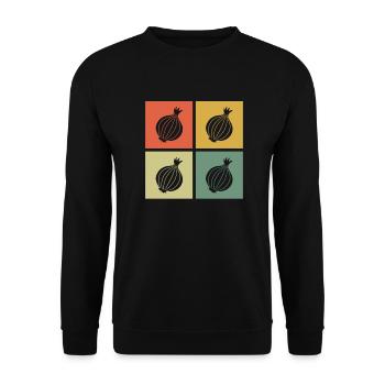 Onion Lover Retro Vegetables Vegan Gift idea - Unisex Pullover - Schwarz - Vorne - Alina (178cm) & Michal (187cm)