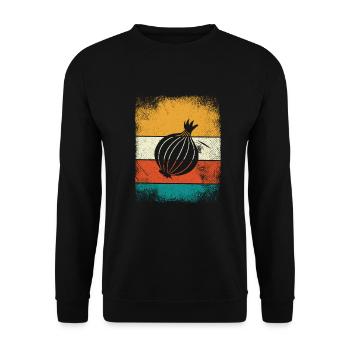 Onion Lover Retro Vegetables Vegan Gift idea - Unisex Pullover - Schwarz - Vorne - Alina (178cm) & Michal (187cm)
