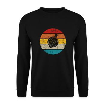 Onion Lover Retro Vegetables Vegan Gift idea - Unisex Pullover - Schwarz - Vorne - Alina (178cm) & Michal (187cm)