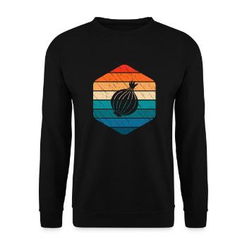 Onion Lover Retro Vegetables Vegan Gift idea - Unisex Pullover - Schwarz - Vorne - Alina (178cm) & Michal (187cm)