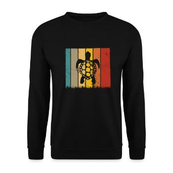 Turtle Retro Animal Sea Reptile Gift idea - Unisex Pullover - Schwarz - Vorne - Alina (178cm) & Michal (187cm)