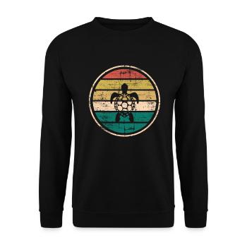 Turtle Retro Animal Sea Reptile Gift idea - Unisex Pullover - Schwarz - Vorne - Alina (178cm) & Michal (187cm)