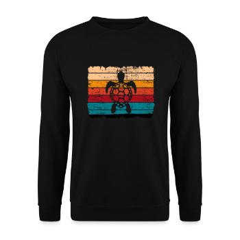 Turtle Retro Animal Sea Reptile Gift idea - Unisex Sweatshirt - black - Front - Alina (178cm) & Michal (187cm)