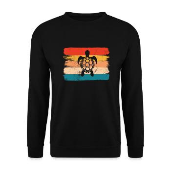 Turtle Retro Animal Sea Reptile Gift idea - Unisex Pullover - Schwarz - Vorne - Alina (178cm) & Michal (187cm)