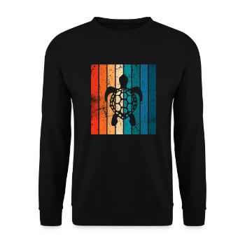 Turtle Retro Animal Sea Reptile Gift idea - Unisex Pullover - Schwarz - Vorne - Alina (178cm) & Michal (187cm)