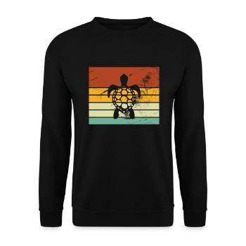Turtle Retro Animal Sea Reptile Gift idea - Unisex Pullover - Schwarz - Vorne - Alina (178cm) & Michal (187cm)