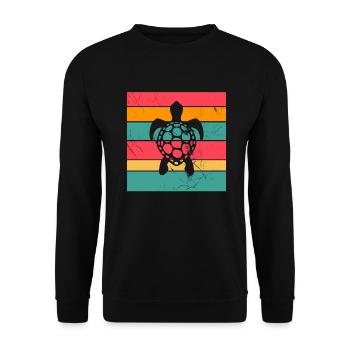 Turtle Retro Animal Sea Reptile Gift idea - Unisex Sweatshirt - black - Front - Alina (178cm) & Michal (187cm)