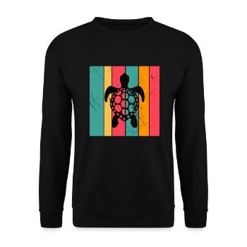 Turtle Retro Animal Sea Reptile Gift idea - Unisex Sweatshirt - black - Front - Alina (178cm) & Michal (187cm)