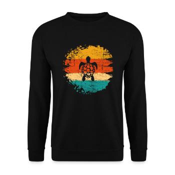 Turtle Retro Animal Sea Reptile Gift idea - Unisex Sweatshirt - black - Front - Alina (178cm) & Michal (187cm)