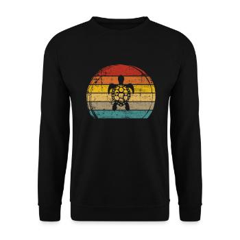 Turtle Retro Animal Sea Reptile Gift idea - Unisex Pullover - Schwarz - Vorne - Alina (178cm) & Michal (187cm)